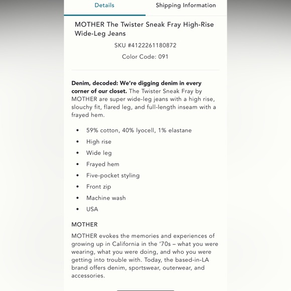 MOTHER The Twister Sneak Fray High-Rise
Wide-Leg Jeans Which is Witch 25 - Picture 8 of 8